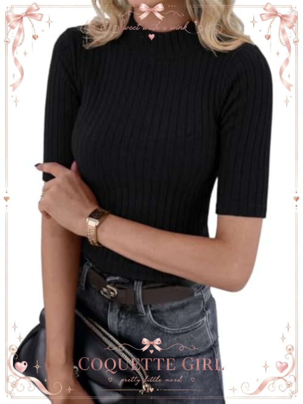 Womens Mock Neck Short Sleeve Slim Fit Tunic Top Business Casual Work Blouse